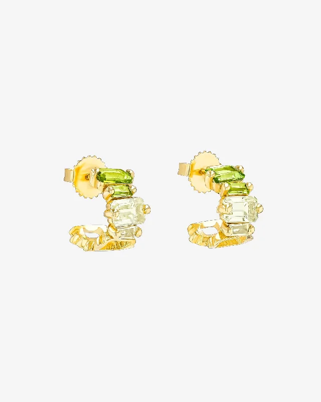 elegant zirconia earrings for a sparkling effect-Ann Light Green Ombre Mini Hoops