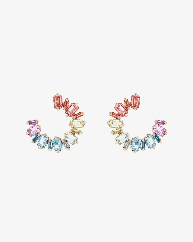 trendy resin earrings for a creative style-Ann Pastel Midi Sideways Hoops