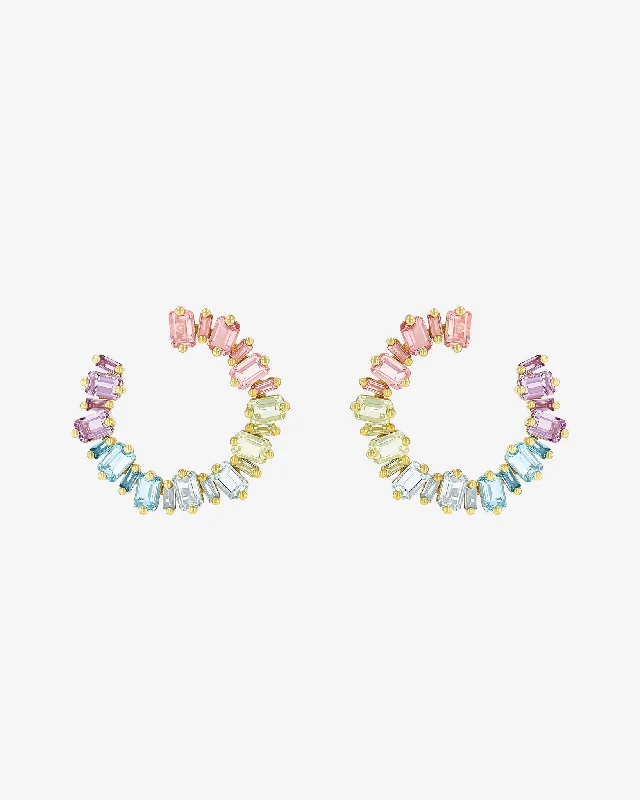 delicate gold hoop earrings for women-Ann Pastel Milli Sideways Hoops