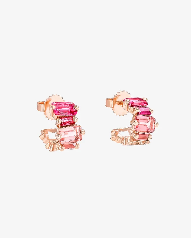 vintage-inspired teardrop earrings for special events-Ann Pink Ombre Mini Hoops