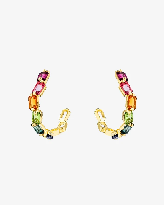 trendy triangle earrings for fashion-forward looks-Ann Rainbow Midi Hoops