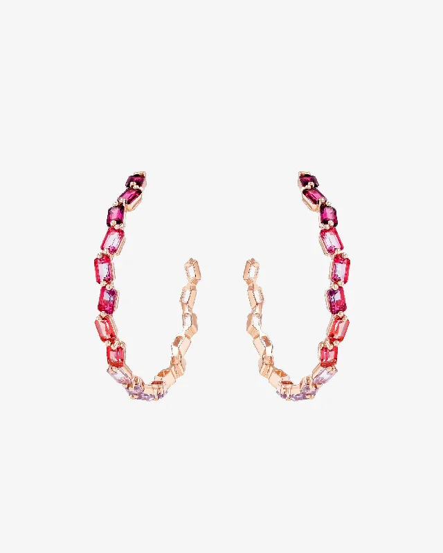 luxury gold leaf earrings for special occasions-Ann Red Ombre Mega Hoops