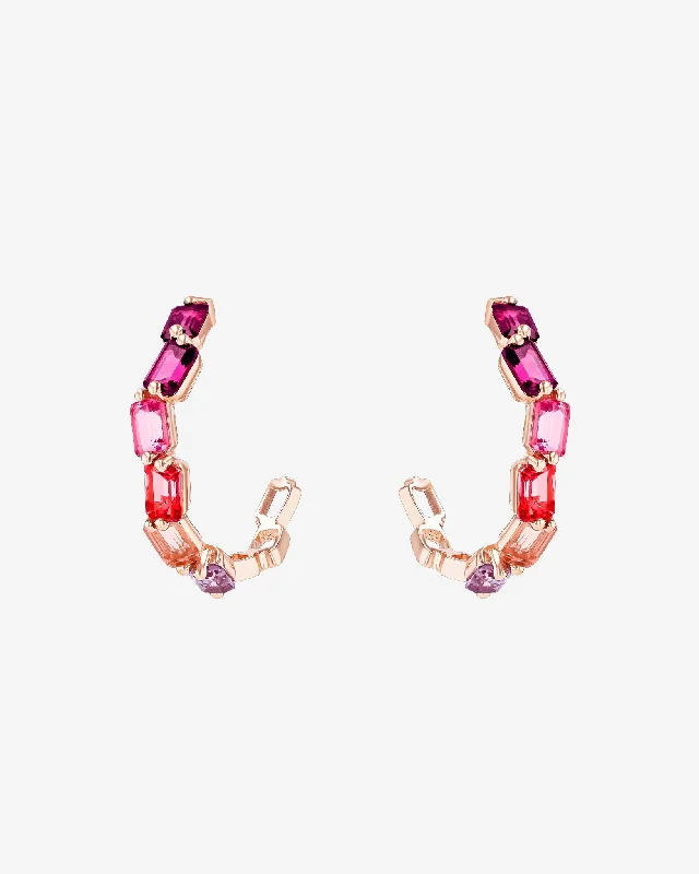 playful cactus-shaped earrings for a fun vibe-Ann Red Ombre Midi Hoops