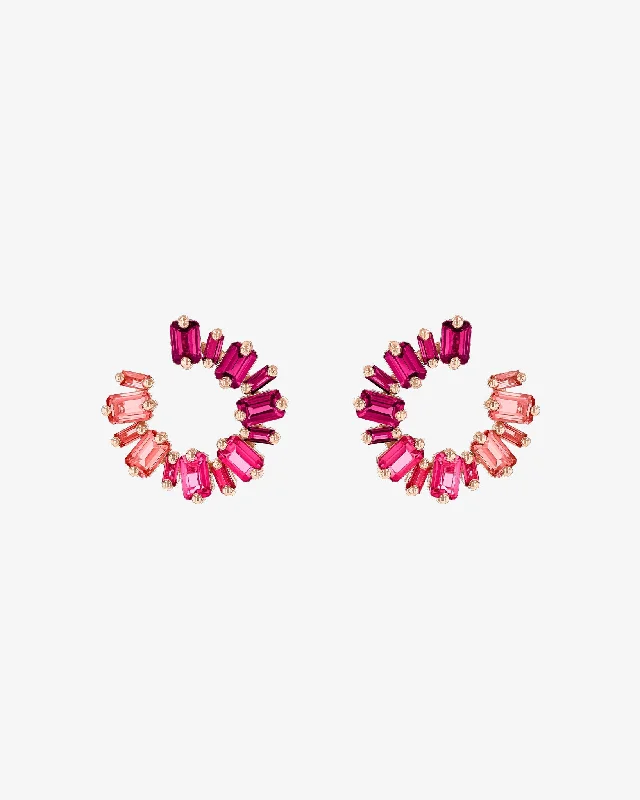 chic gemstone earrings for fashion-forward looks-Ann Red Ombre Midi Sideways Hoops