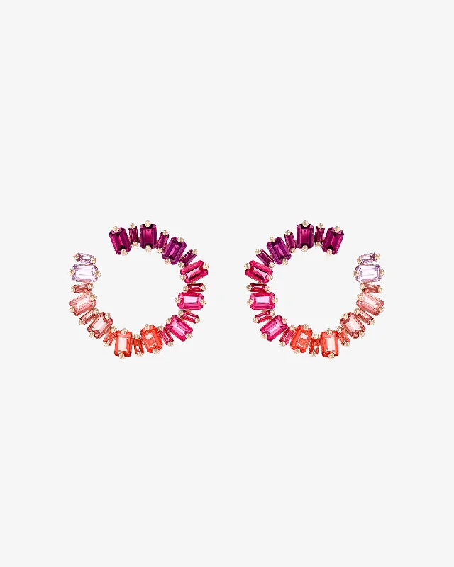 minimalist silver hoop earrings for casual outfits-Ann Red Ombre Milli Sideways Hoops