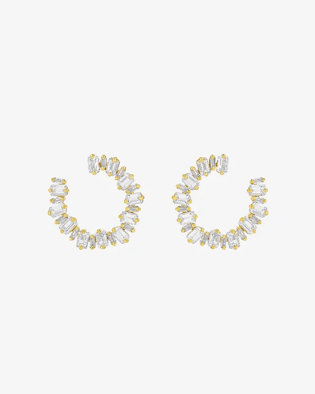 playful butterfly-shaped earrings for kids-Ann White Topaz Milli Sideways Hoops