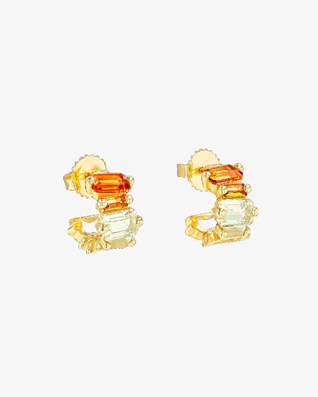 glamorous statement earrings for parties-Ann Yellow Ombre Mini Hoops