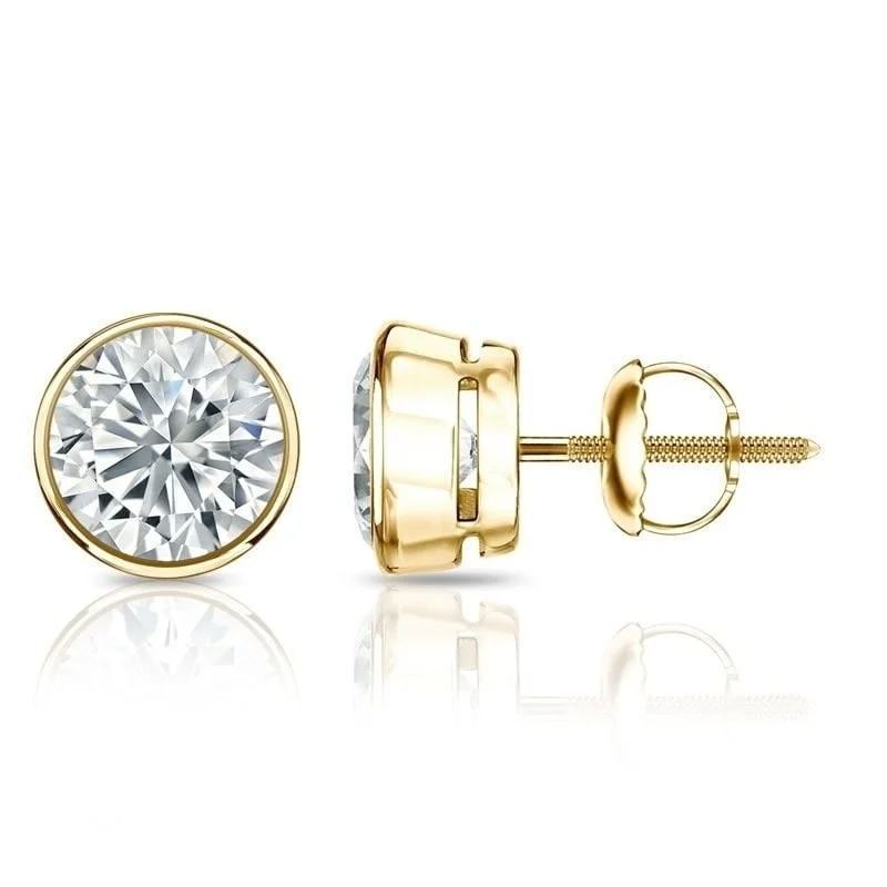 unique seashell earrings for beach lovers-Auriya 1 1/2ctw Round Diamond Stud Earrings Bezel-set 18k Gold - GIA Certified