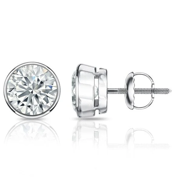 handmade fabric earrings for unique styles-Auriya 1.70ctw Round Diamond Stud Earrings Bezel-set Platinum - GIA Certified