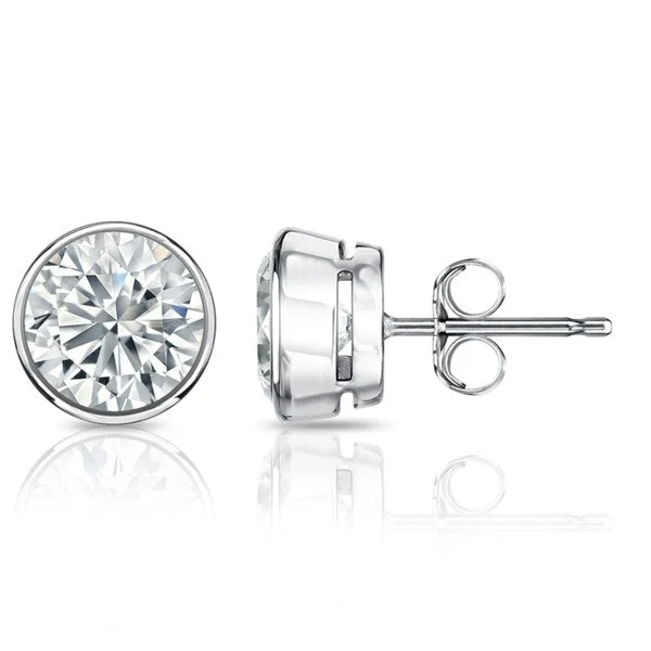 timeless gold earrings for everyday use-Auriya 1.70ctw Round Diamond Stud Earrings Bezel-set Platinum - GIA Certified