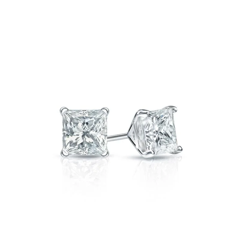 chic floral earrings for a fresh vibe-Auriya 14-karat Gold Lab Grown 0.30 carat TDW Princess Diamond Stud Earrings 4-Prong Martini Screw-back