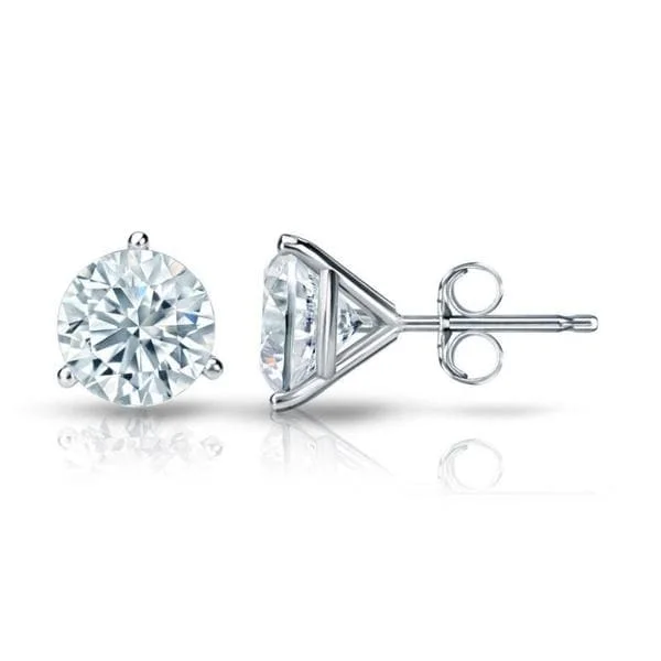 minimalist bar stud earrings-Auriya 14k Gold Certified 2.20 carat TDW 3-Prong Martini Round Diamond Stud Earrings