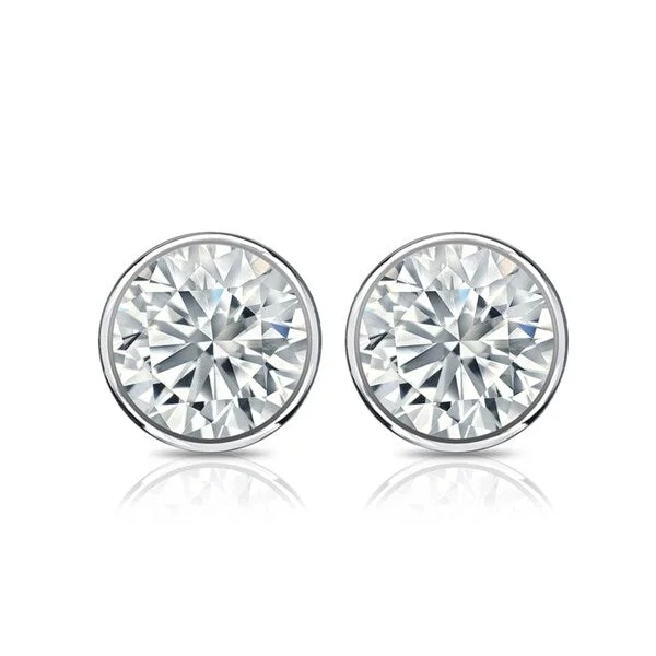 chic gemstone earrings for fashion-forward looks-Auriya 14k Gold GIA Certified 3.20 ct. TDW Bezel Set Round Diamond Stud Earrings