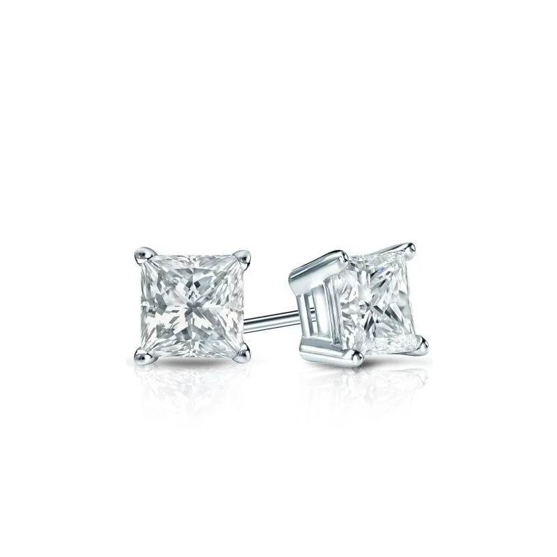 elegant flower-shaped earrings for women-Auriya 18-karat Gold Lab Grown 0.30 carat TDW Princess Diamond Stud Earrings 4-Prong Basket Screw-back