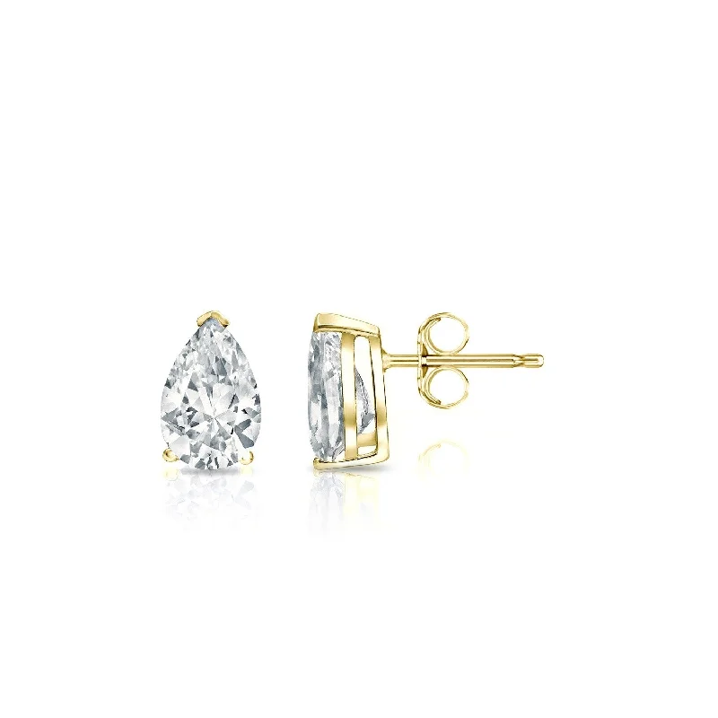 chic moonstone earrings for a mystical vibe-Auriya 18-karat Gold Lab Grown 0.40 carat TDW Pear Diamond Stud Earrings V-End Prong Push-back