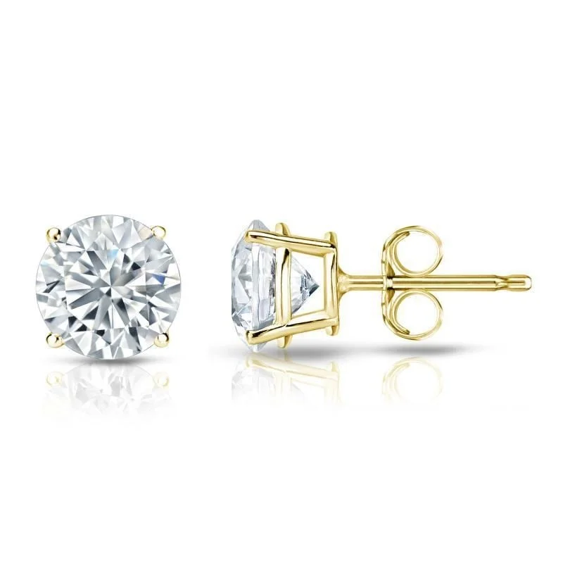 sparkling crystal drop earrings for special events-Auriya 18k Gold Certified 3 carat TW Round Diamond Stud Earrings