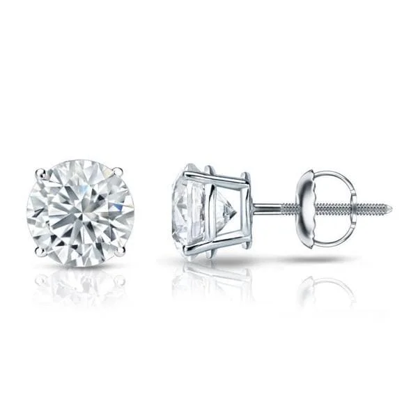 delicate heart-shaped stud earrings-Auriya 18k Gold GIA Certified 3.50 carat TW Round Diamond Stud Earrings