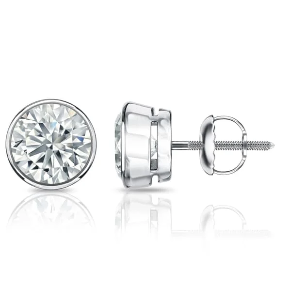 delicate diamond studs for casual style-Auriya 2 1/2ctw Round Diamond Stud Earrings Bezel-set Platinum - GIA Certified