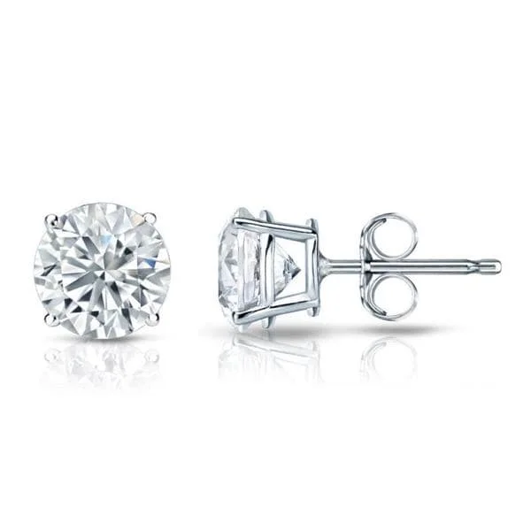 chic hoop earrings for evening wear-Auriya Platinum GIA Certified 4.00-Carat TDW Round Diamond Stud Earrings