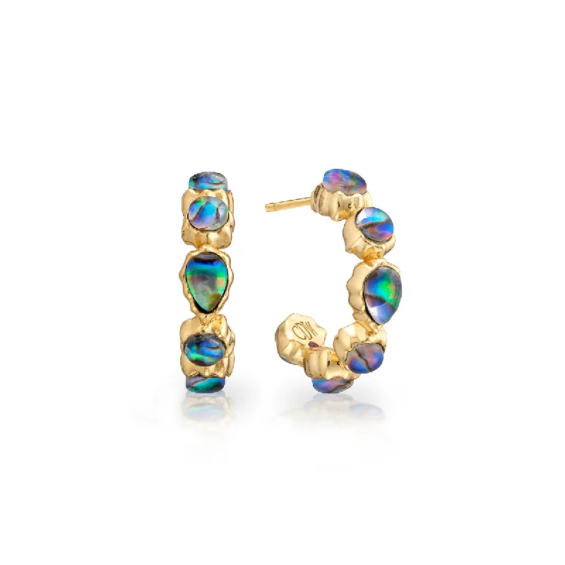 creative gold-plated earrings for modern women-Aurora Small Hoop Earrings - Abalone