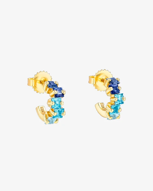 chic statement earrings for cocktail parties-Cierra Blue Ombre Mini Hoops