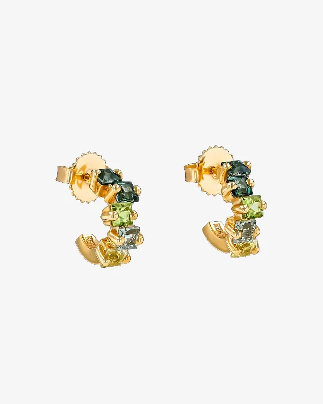 elegant crystal earrings for evening wear-Cierra Green Ombre Mini Hoops