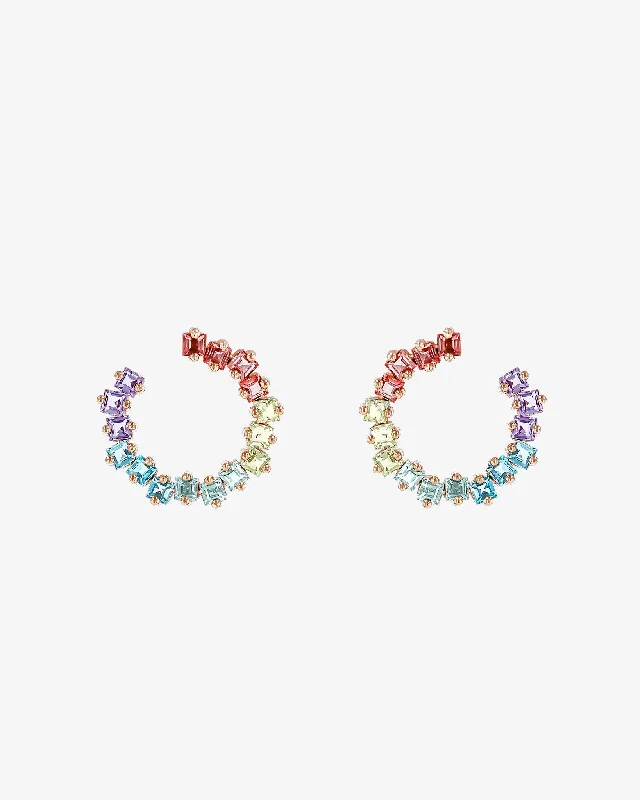 colorful resin hoop earrings for a playful touch-Cierra Pastel Midi Sideways Hoops