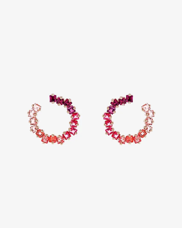 trendy drop earrings for a modern touch-Cierra Red Ombre Midi Sideways Hoops