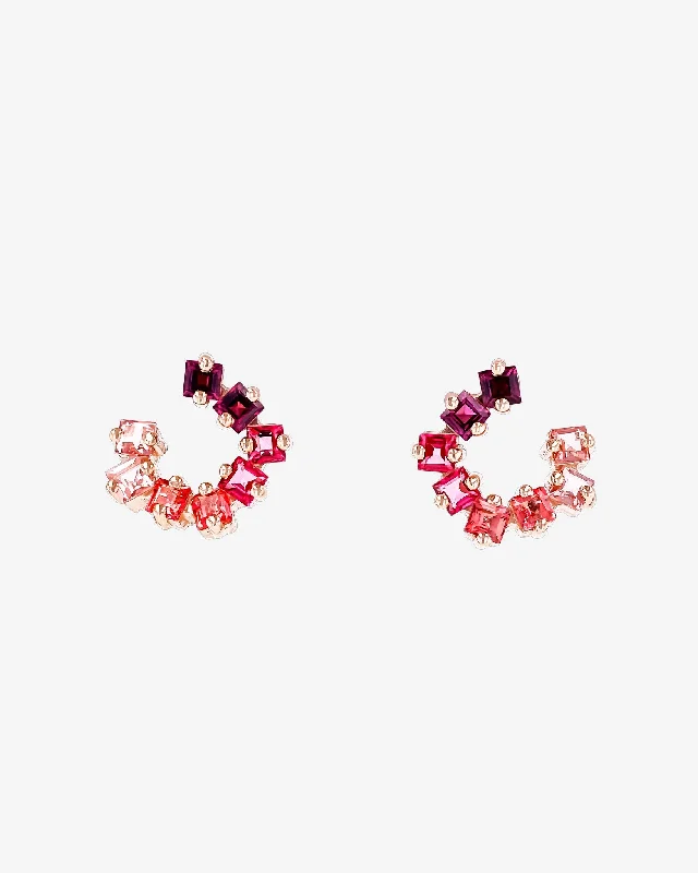 stylish butterfly earrings for a whimsical look-Cierra Red Ombre Mini Sideways Hoops