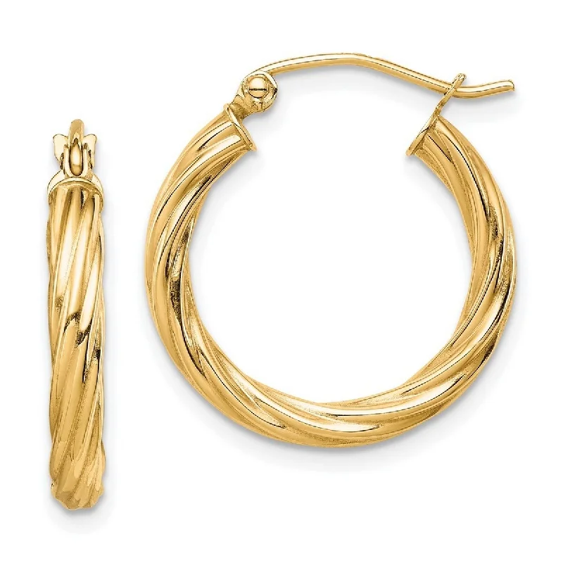 luxurious crystal and pearl earrings-Curata 10k Yellow Gold Polished 21x3mm Twisted Hoop Earrings