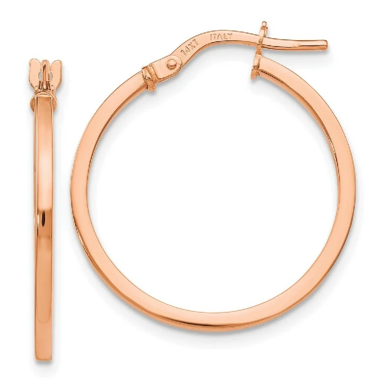 stylish geometric earrings for modern fashion-Curata 14k Rose Gold 2x23mm Polished Classic Hoop Earrings