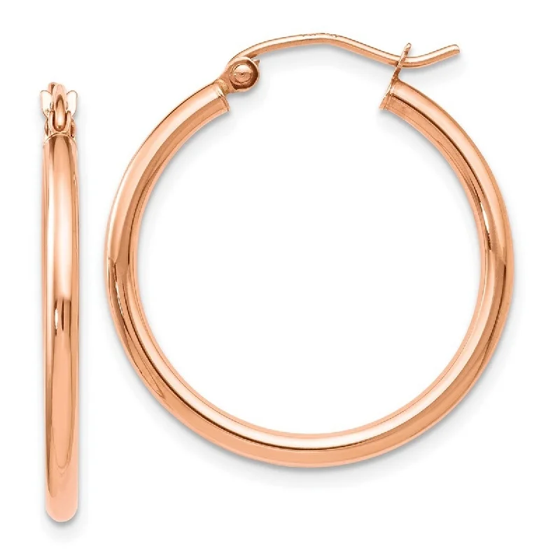 timeless silver hoop earrings for casual wear-Curata 14k Rose Gold 2x26mm Classic Polished Hoop Earrings