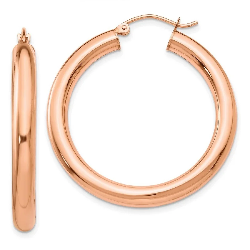 bold resin earrings for a fun, unique look-Curata 14k Rose Gold Light Polished 30x4mm Classic Round Hoop Earrings