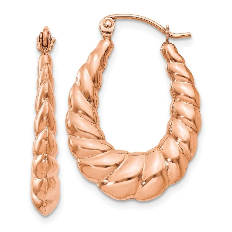 elegant chain earrings for a sophisticated look-Curata 14k Rose Gold Polished Twisted Hoop Earrings 24.75x18.35mm