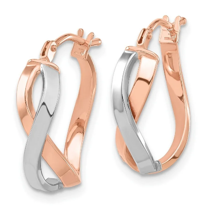 luxurious crystal and pearl earrings-Curata 14k Rose Gold Two-tone Polished Double Swirl Hoop Earrings (18mm)