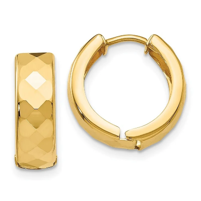 glamorous heart-shaped earrings for a romantic touch-Curata 14k Tri Color Gold Textured 4x14mm Hinged Hoop Earrings