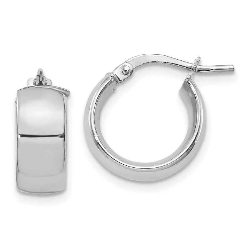 chic dangling earrings for a fashionable touch-Curata 14k White Gold High Polished 15x6mm Hoop Earrings