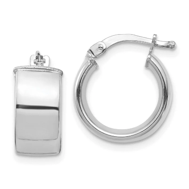 unique crystal earrings for a sparkling effect-Curata 14k White Gold High Polished 7mm Hoop Earrings - 15.34x14mm Wide 7mm Thick