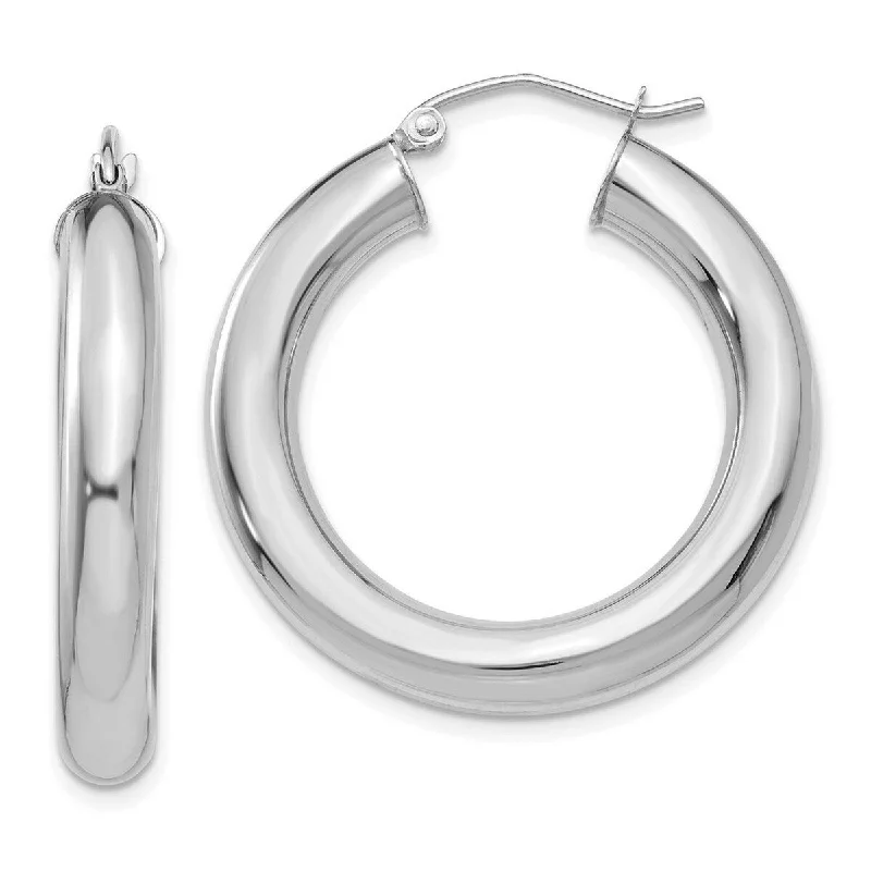 chic moonstone earrings for a mystical vibe-Curata 14k White Gold Polished 30x5mm Tube Hoop Earrings