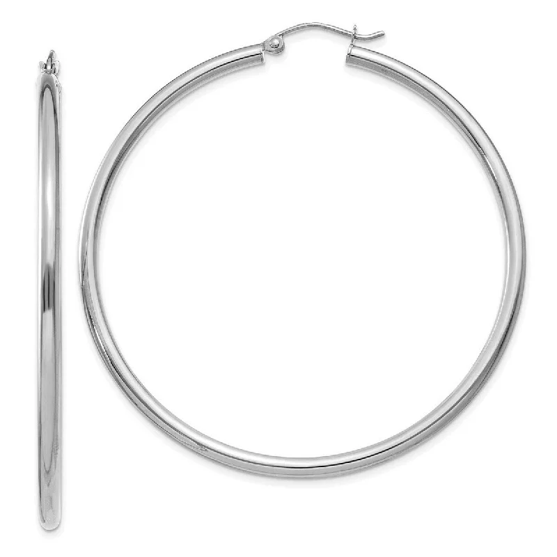 bold statement earrings for fashion lovers-Curata 14k White Gold Polished 55x2.5mm Lightweight Round Hoop Earrings