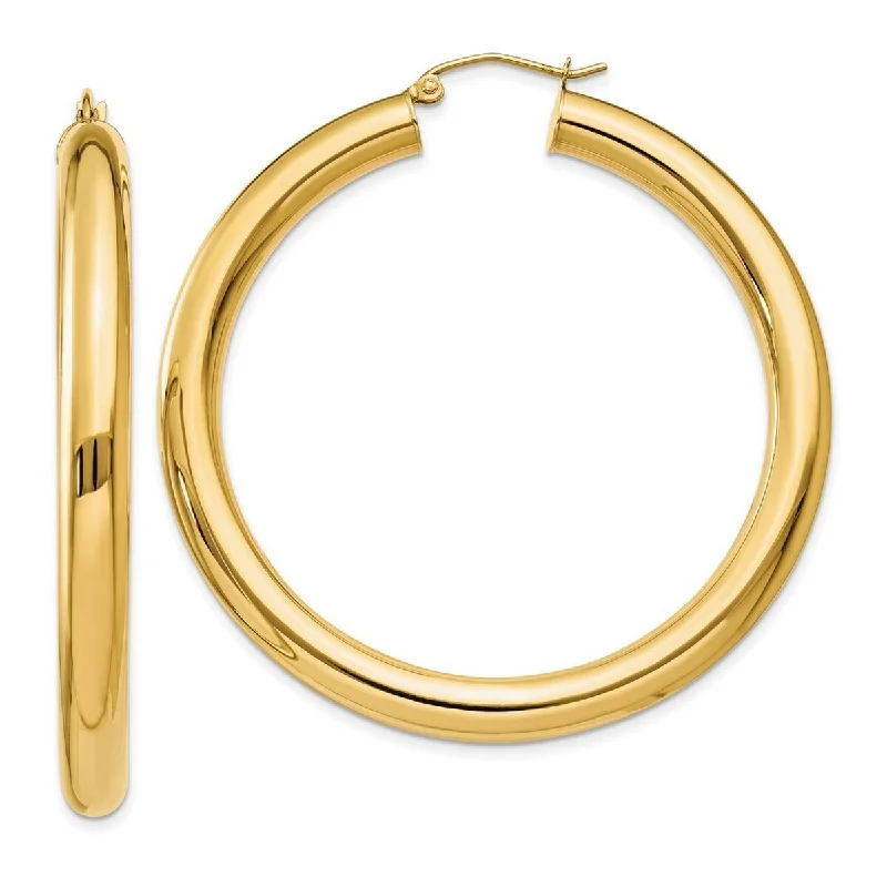 creative clay earrings for a handmade touch-Curata 14k Yellow Gold Polished 50x5mm Tube Hoop Earrings