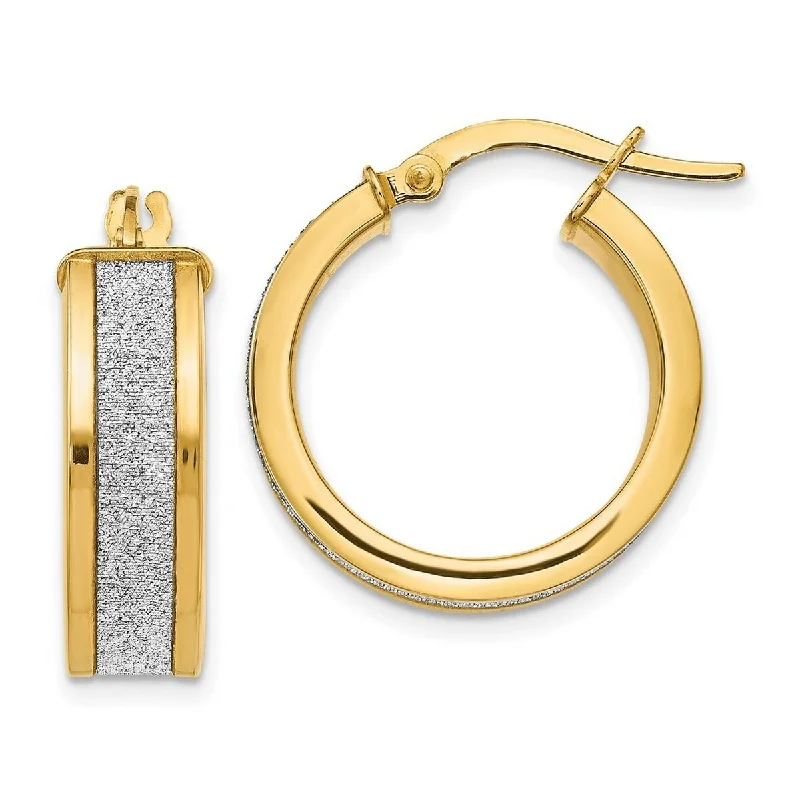 unique glass earrings for a creative look-Curata 14k Yellow Gold Polished ancy Glitter Infused Hoop Earrings (6mm x 26mm)