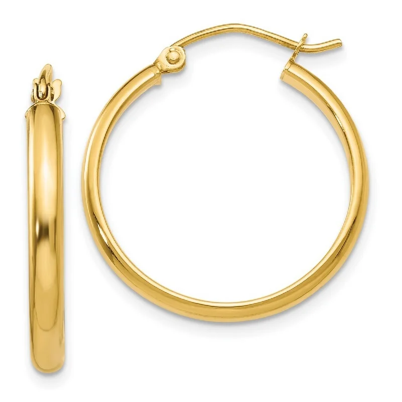 elegant chain earrings for a sophisticated look-Curata 14k Yellow Gold Polished Round Tube Hoop Earrings - 22x22mm