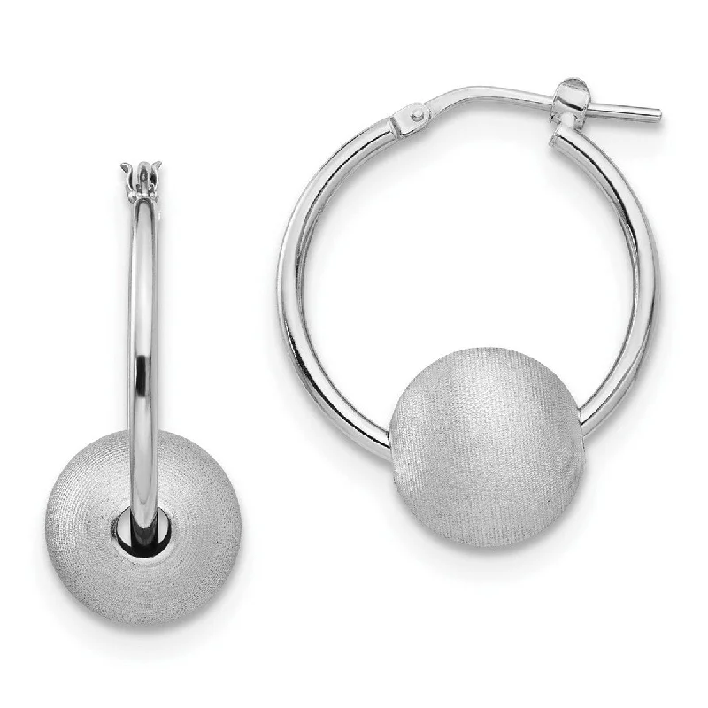 elegant statement earrings for formal dinners-Curata 925 Sterling Silver Satin Ball Dangle Hoop Earrings (28mm)