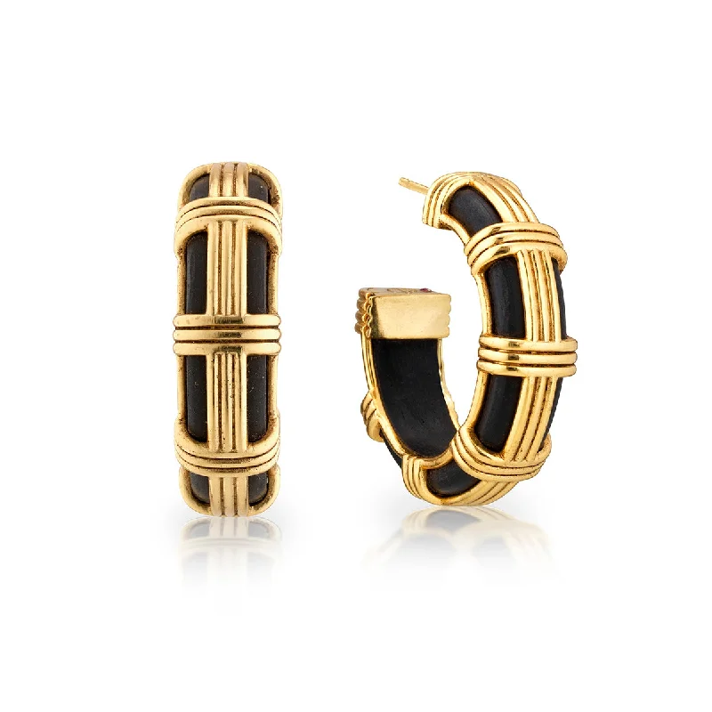 unique abstract earrings for artistic expression-Gaia Cage Hoop Earrings - Ebony