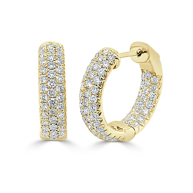 trendy ear cuff earrings for fashionistas-Joelle Diamond Pave Hoop Earrings 14K Gold 2.34 ct. TDW 0.75"