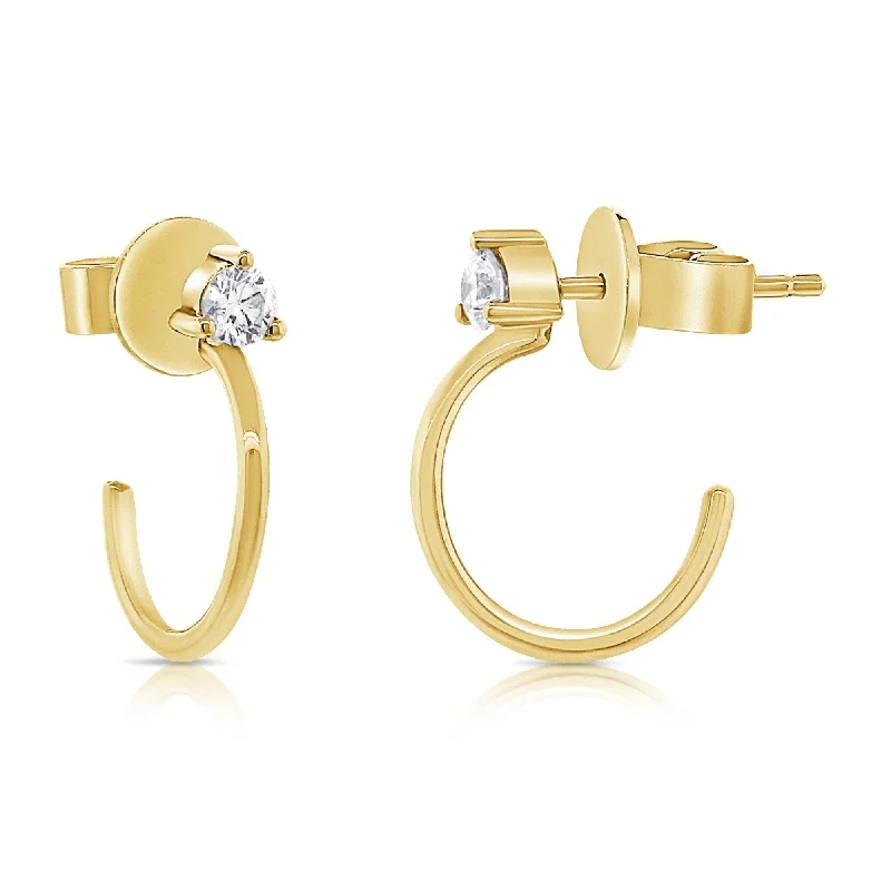 luxury diamond hoop earrings for weddings-Joelle Diamond Stud Hoops Earrings 14K Gold