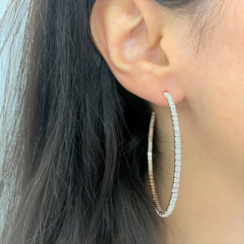 classic silver hoop earrings for casual outfits-Joelle Large Crystal Hoop Earrings Flexible Light Weight 2.25" Rose Earring's