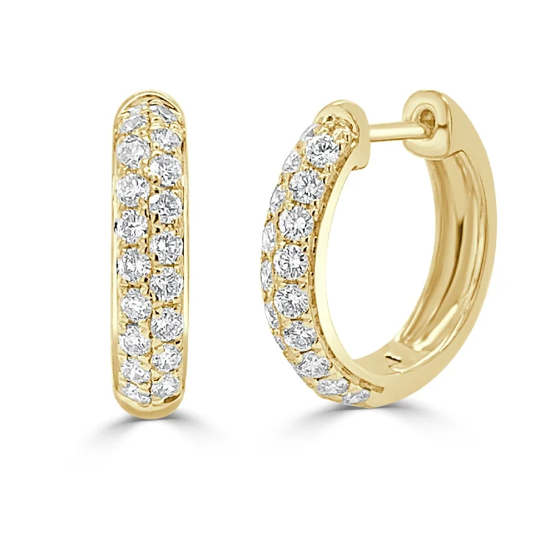 creative gold-plated earrings for modern women-Joelle Pave Diamond Hoops 0.65 ct.TDW Hoop Earrings 14K Gold Diamond Earrings