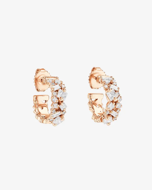 stylish chain earrings for a layered look-La Fantaisie Diamond Mini Hoops